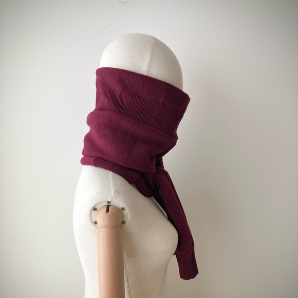 joodito 100% cashmere sweater wrap preppy tie scarf burgundy maroon dark red - Picture 6 of 12